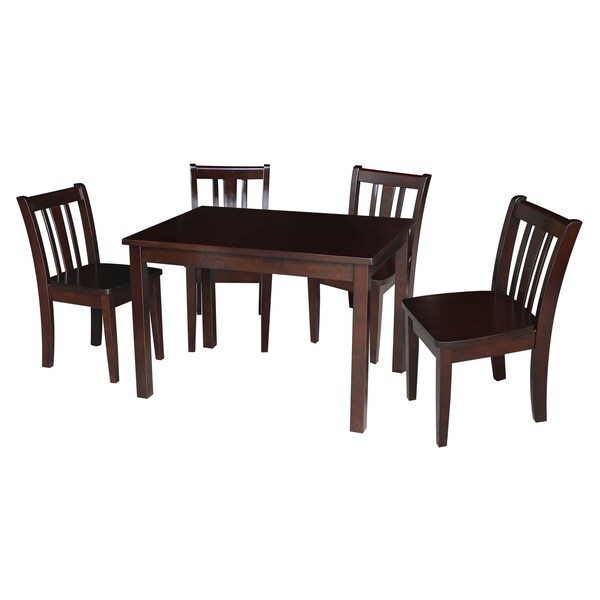 International Concepts Rectangle Table with 4 San Remo Juvenile Chairs, 24 W, 33.1 L, 22.2 H, Wood, Rich Mocha K15-2532-CC105-4 - main
